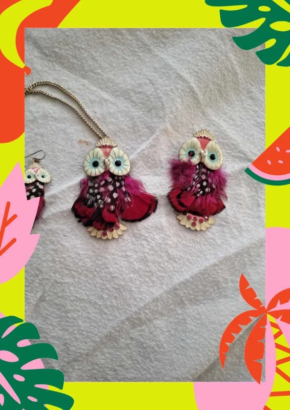 Amadeus rose feather owl set – photo 3